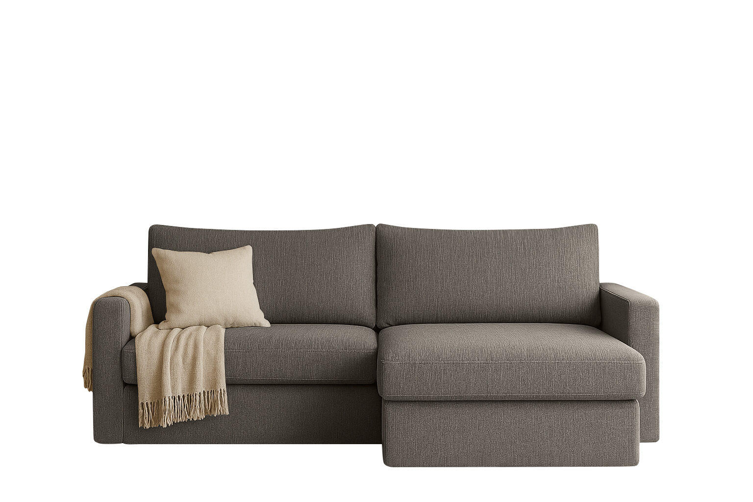 ECKSOFA Mit Schlaffunktion Und Bettzeugablage LUBEKA Stoff Faro Dunkelgrau Rechts - Dunkelgrau, Holz (224/147cm) - Kaiser Möbel