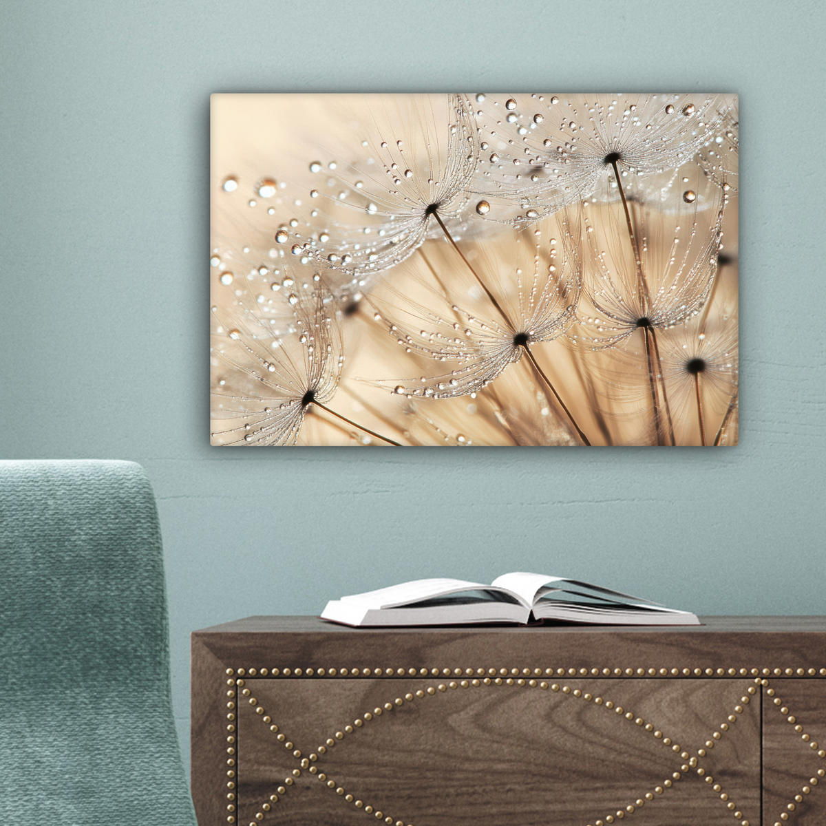 LEINWANDBILD Löwenzahn - Abstrakt - Natur - Beige Deko Schlafzimmer 30x20 cm - Braun, Textil (30/20cm) - MuchoWow