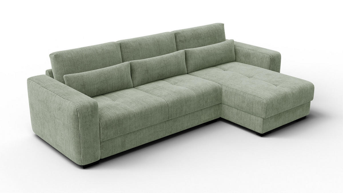 ECKSOFA OLI 4-Sitzer rechts, salbeigrün - Salbeigrün, Holz/Textil (295/172cm) - Courtois Laville