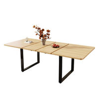 JEDÁLENSKÝ stôl 140–220/80/75 cm rozkladací pre 6–10 osôb, MDF a kovové nohy, dubová - farba duba, kompozitné drevo (220/80/75cm) - Redom