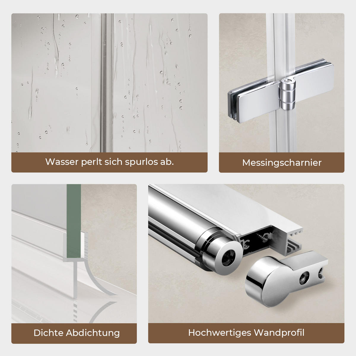 BADEWANNENAUFSATZ 120/140 cm Chrom 2-tlg. faltbar 6 mm mit beidseitiger Nano-Beschichtung - Chromfarben, Glas (120/140cm) - S'AFIELINA