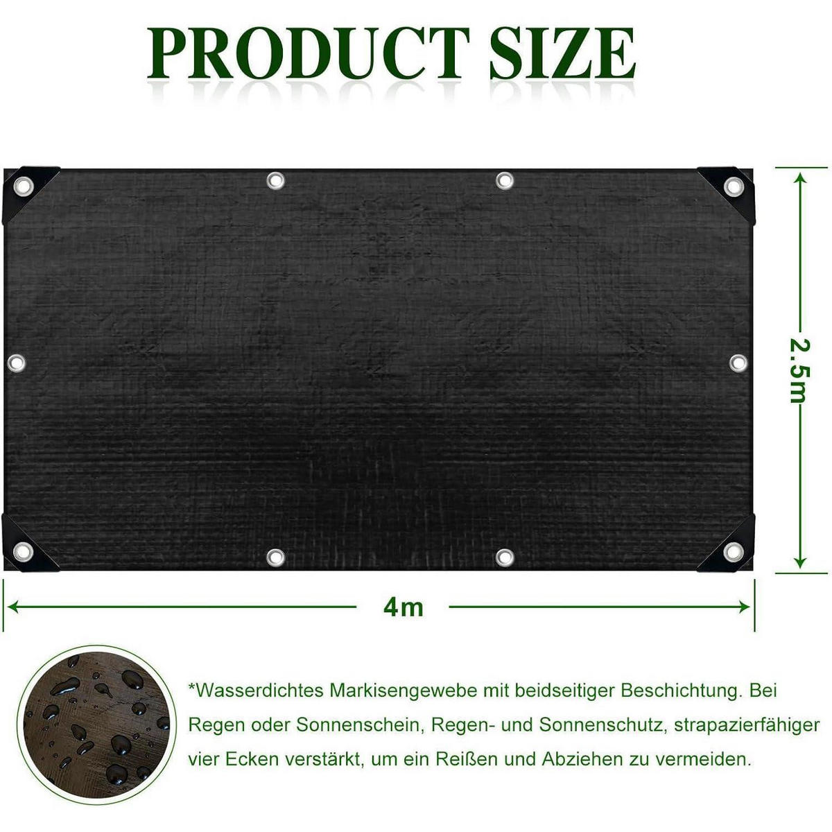 ABDECKPLANE 150 g/m² Wasserdicht Reißfest 2.5x4M Schwarz - Schwarz, Kunststoff (250/400/10cm)