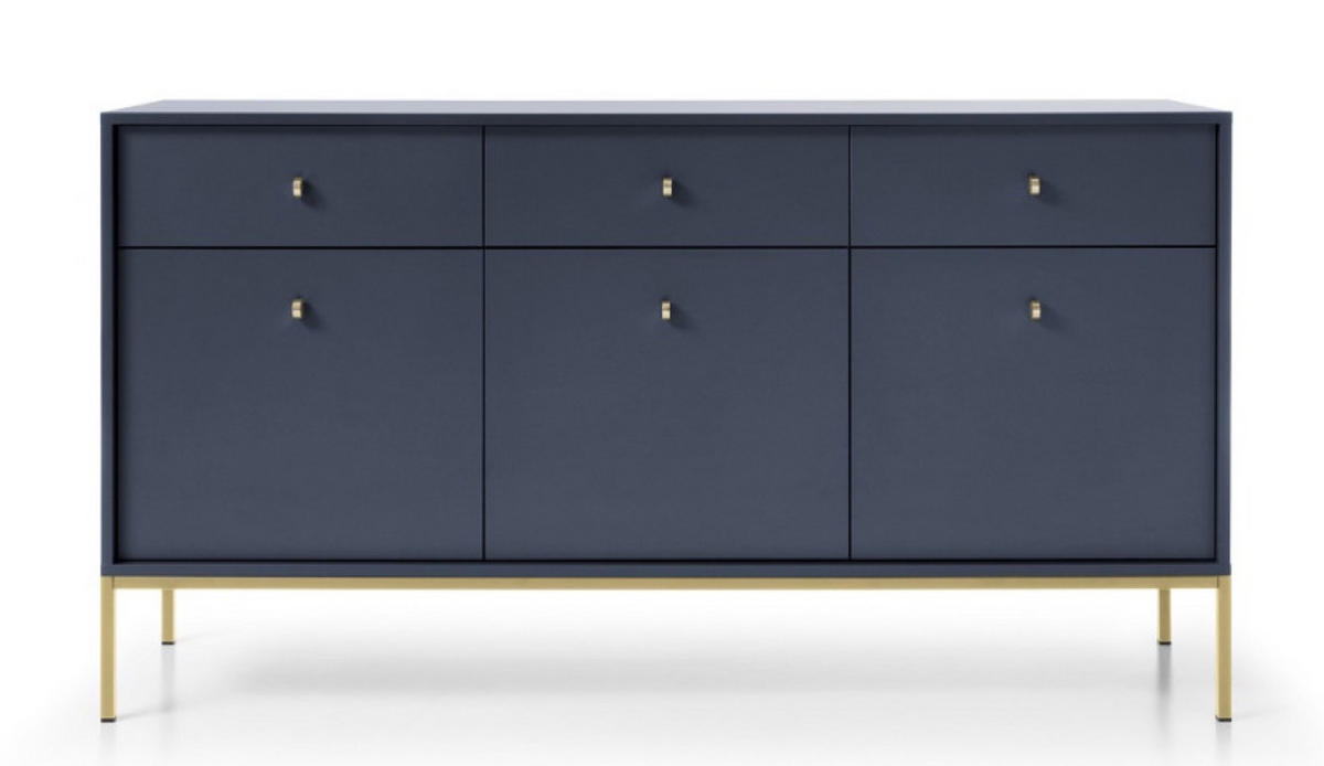 SIDEBOARD Granat MONAKO MKSZ154 Mit Goldfarbenem Gestell - Blau, Holzwerkstoff (153.4/83.2/39cm) - Sepro Meble