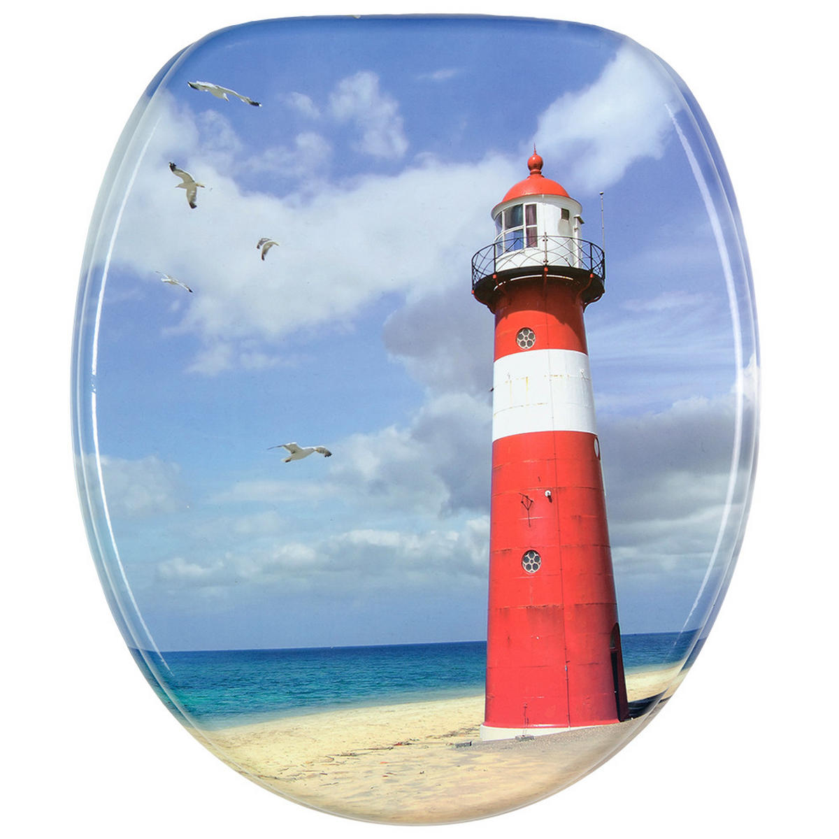 WC-SITZ mit Absenkautomatik Leuchtturm - Rot, Holzwerkstoff (38/6/47cm) - Sanilo