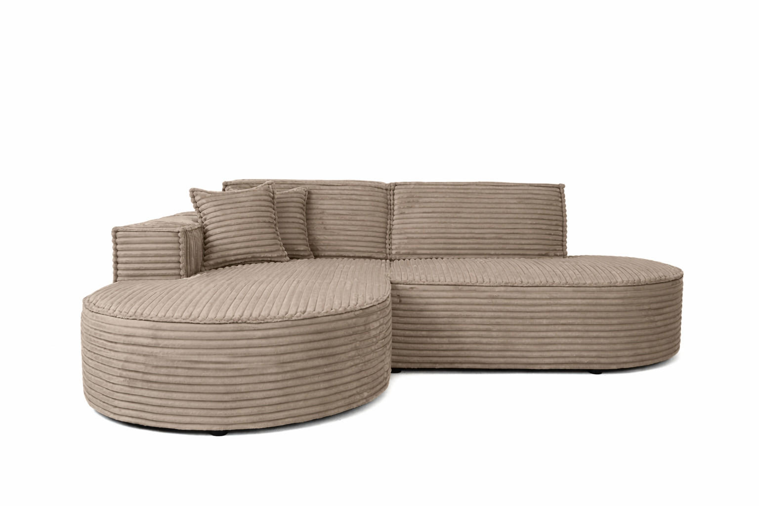 ECKSOFA L-Form, Cordstoff Velo, Beige, Links, Modena Studio - Beige, Holz (236/165cm) - Kaiser Möbel