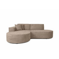 ECKSOFA L-Form, Cordstoff Velo, Beige, Links, Modena Studio - Beige, Holz (236/165cm) - Kaiser Möbel