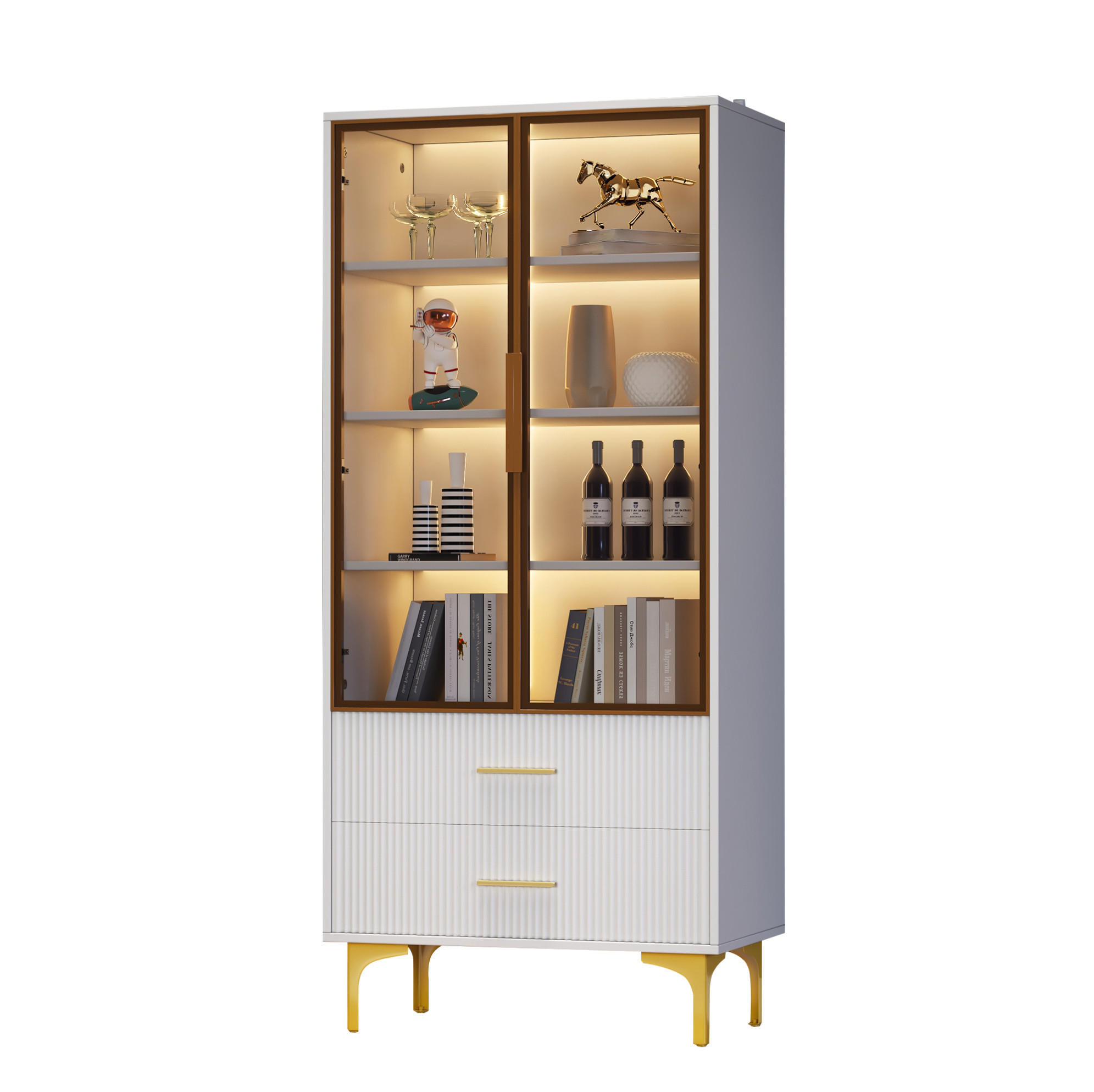 HIGHBOARD 70/150/35 cm Weiß aus Spanplatte mit LED-Beleuchtung - Weiß, Holzwerkstoff (35/150/70cm) - OKMYHOME