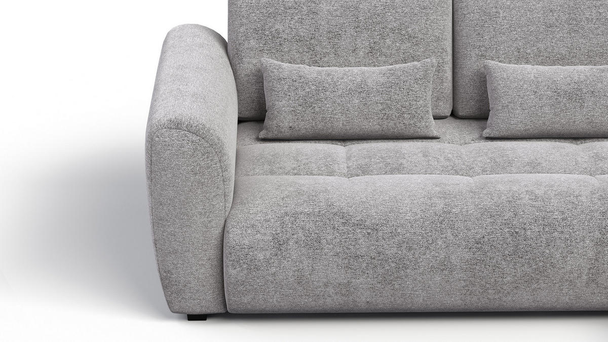 ECKSOFA SORENO 4-Sitzer, platingrau - Schwarz/Grau, Holz/Textil (293/171cm) - Courtois Laville