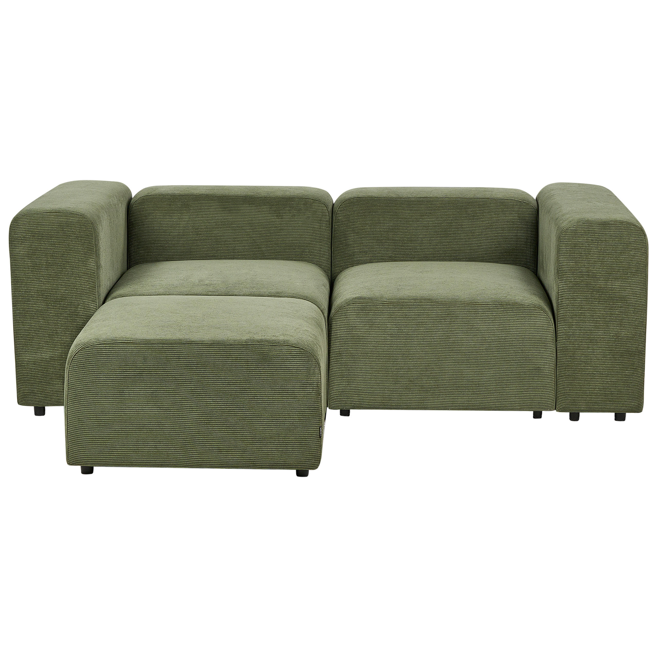 ECKSOFA 2-Sitzer Cord grün mit Ottomane Falsterbo - Grün, Textil (204/105cm) - Beliani