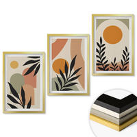 WANDBILDER 3er Set - 40x60 cm Goldrahmen - Abstrakte Pflanzenformen - Goldfarben, Kunststoff (40/60cm) - ArtPrintCave