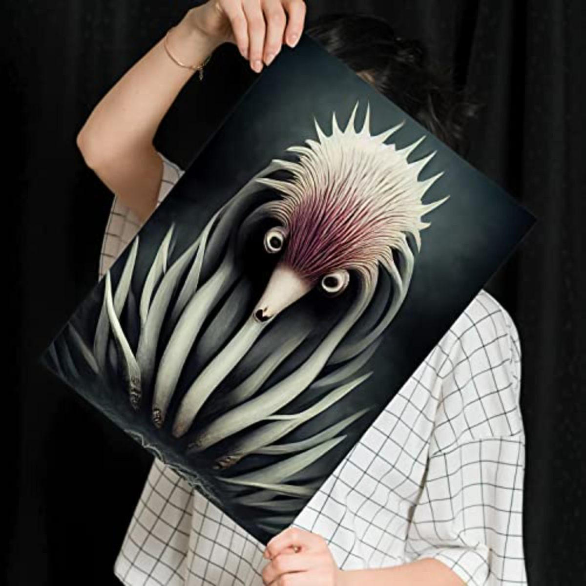 POSTER Set mit 4 Schwarz und weiß Tier im T Burton Goth Stil A3 Rahmenlos - Klar, Papier (29.7/3cm) - Nacnic