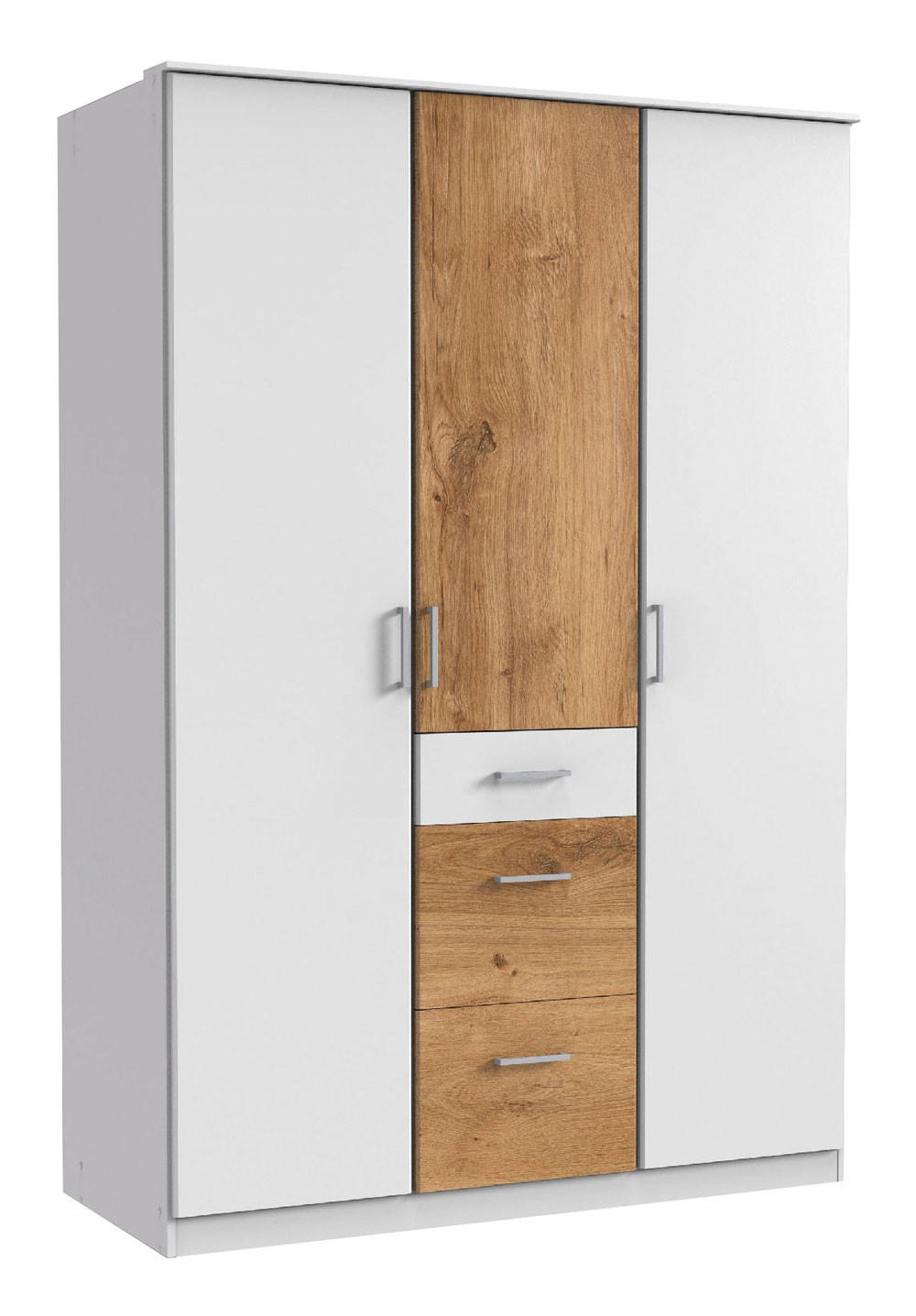 KLEIDERSCHRANK Click Plankeneiche / weiß 135 / 58 / 199cm - Eichefarben/Weiß, Holz/Holzwerkstoff (135/199/58cm) - Wimex