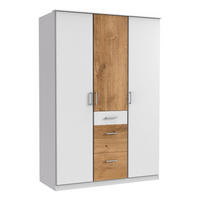 KLEIDERSCHRANK Click Plankeneiche / weiß 135 / 58 / 199cm - Eichefarben/Weiß, Holz/Holzwerkstoff (135/199/58cm) - Wimex
