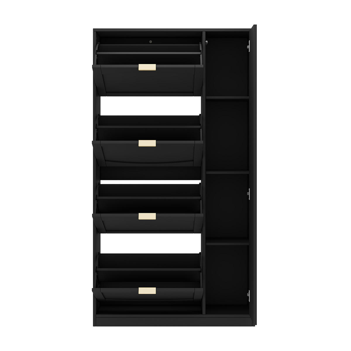 SCHUHSCHRANK aus Spanplatte 80x24x147cm in Schwarz mit Spiegeltüren - Schwarz, Holzwerkstoff (80/147/24cm) - Modfu