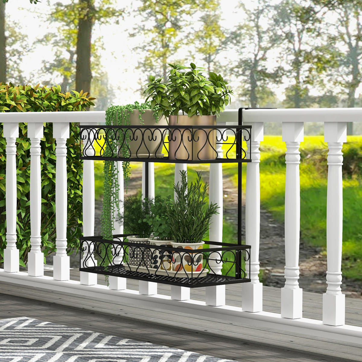 BLUMENREGAL Schwarz - Schwarz, Metall (33/59/60cm) - COSTWAY