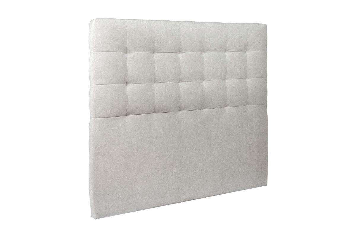 KOPFTEIL gepolstert - Gesteppt – hellgrauer Samtstoff - 140 cm - Beige/Hellgrau, Karton/Holz (140/120/10cm) - Sommeil de Plomb