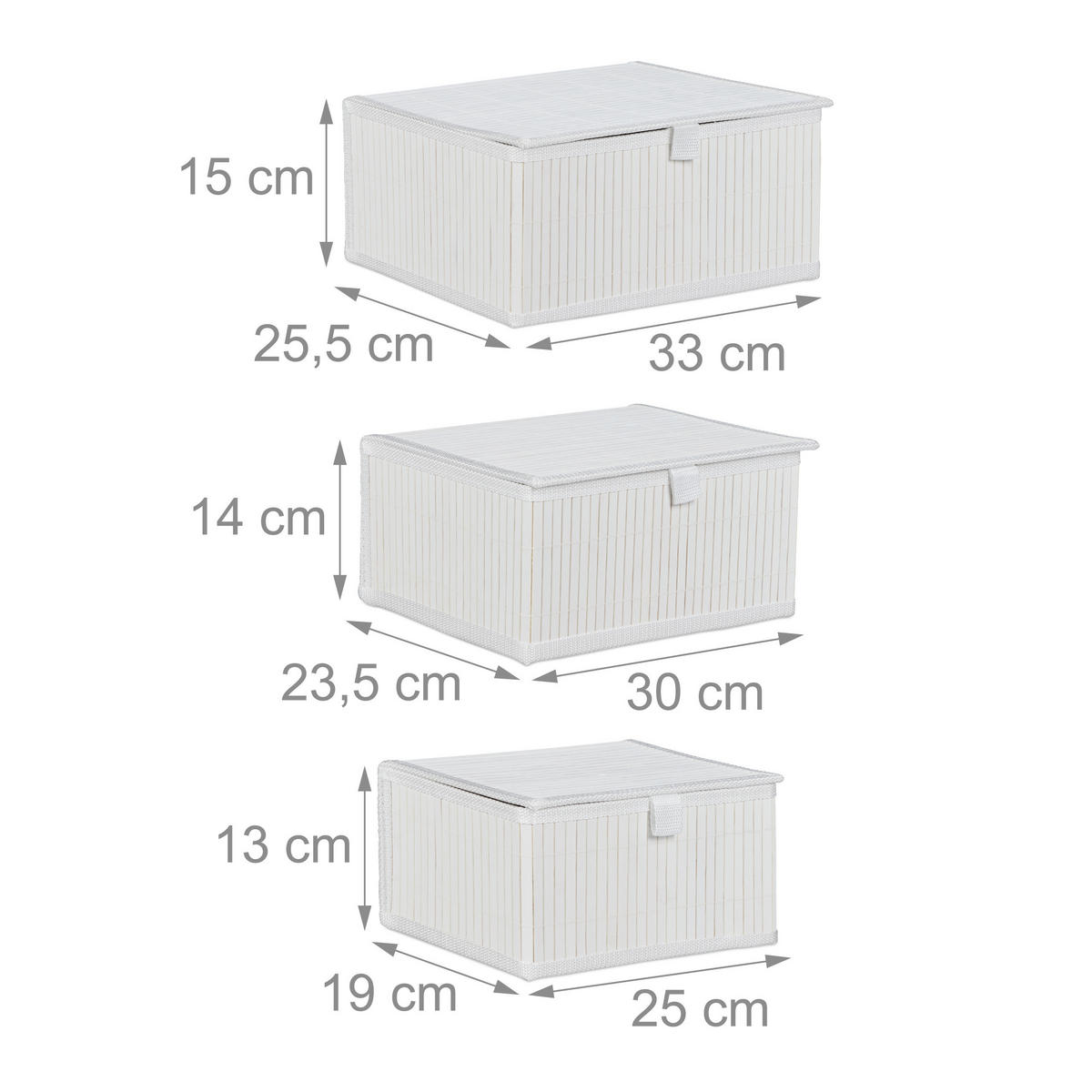 3-TLG.AUFBEWAHRUNGSKORB - Weiß, Holz/Textil (33/15/25.5cm) - Relaxdays