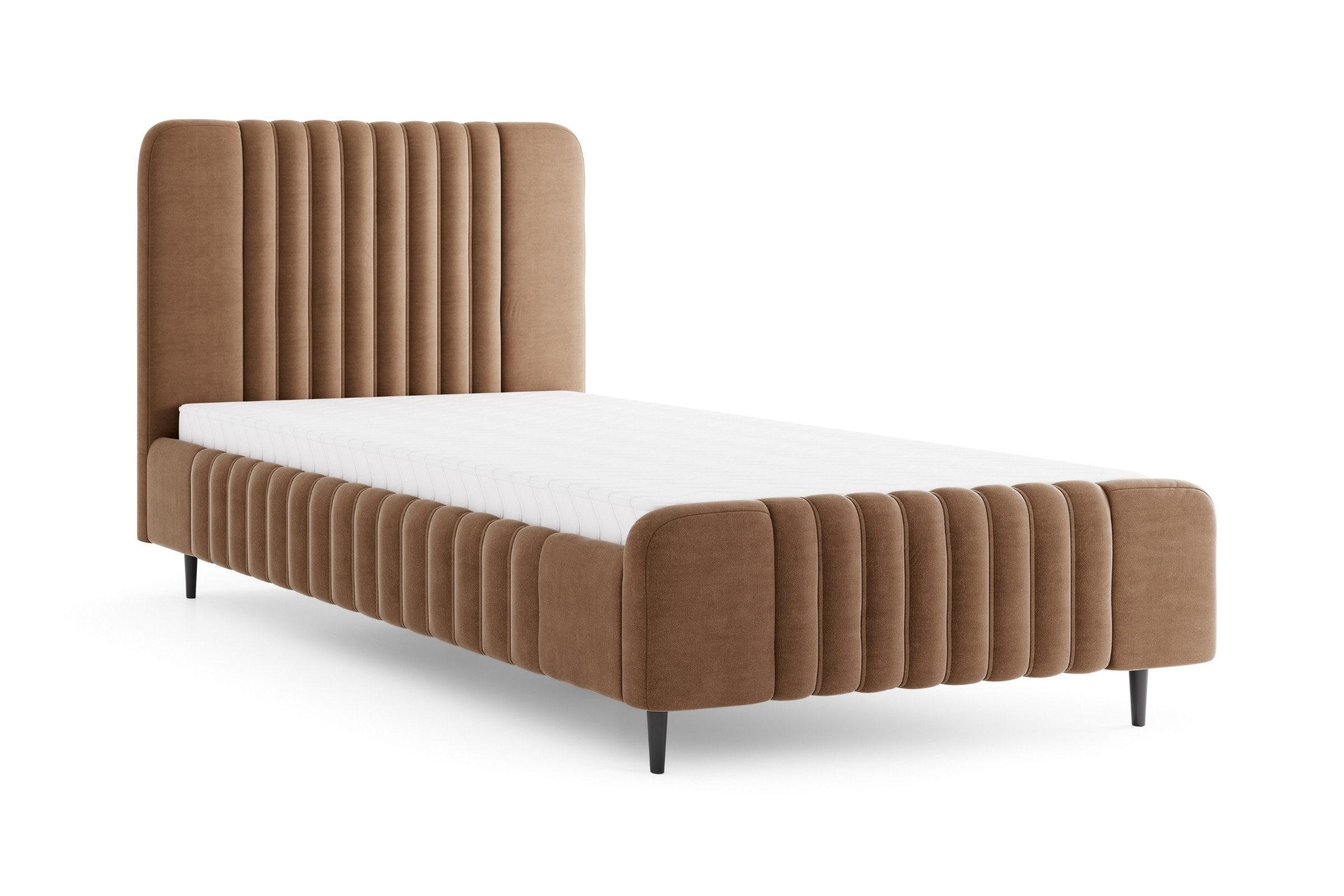 POLSTERBETT AURO 11 120/200 cm in Velours Braun - Braun, Holzwerkstoff (120/200cm) - Deine Möbel 24