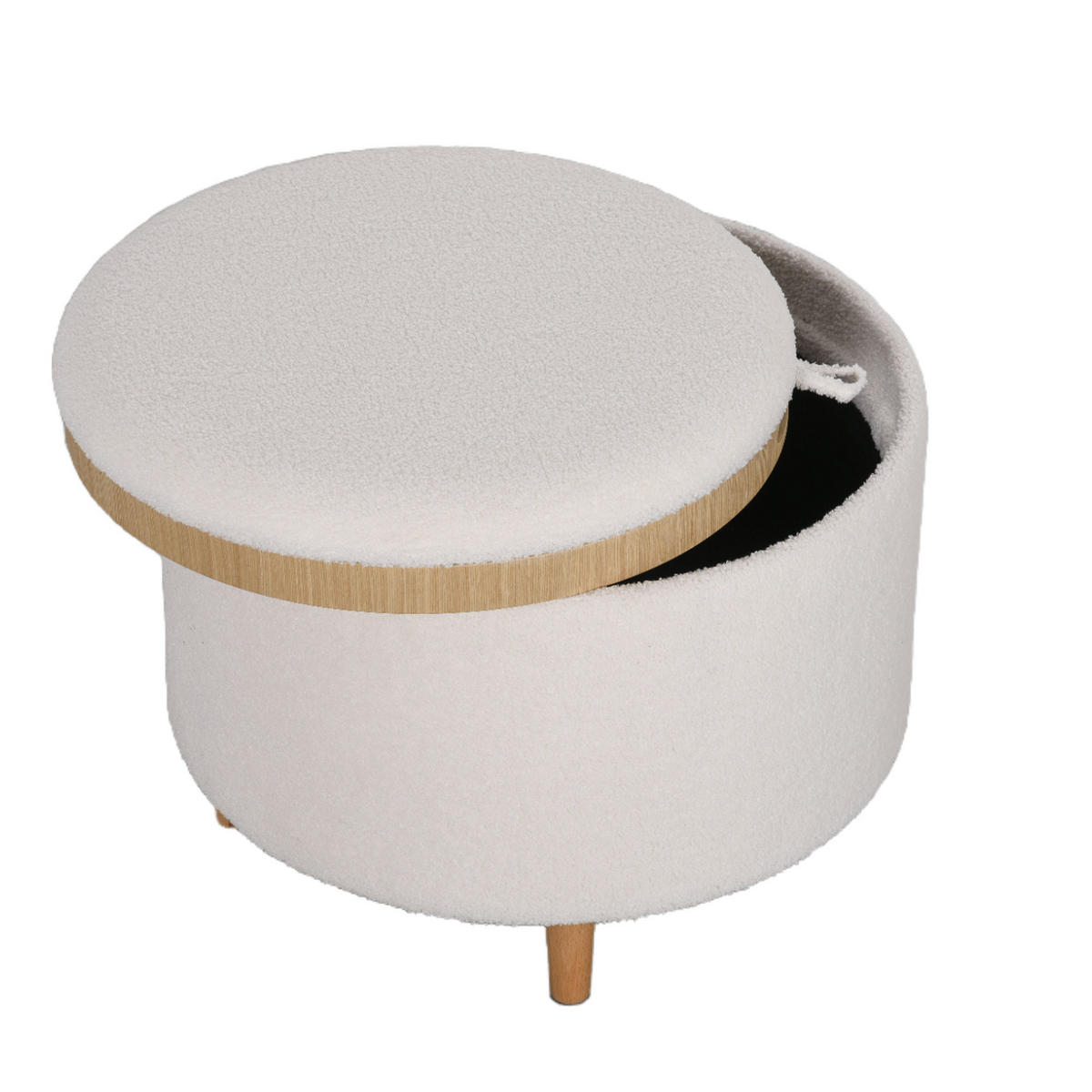 HOCKER DE-07104 Teddyfleece, versteckter Stauraum, umkehrbarer Deckel Weiß - Weiß, Holzwerkstoff (56/42/56cm) - ComfortXL