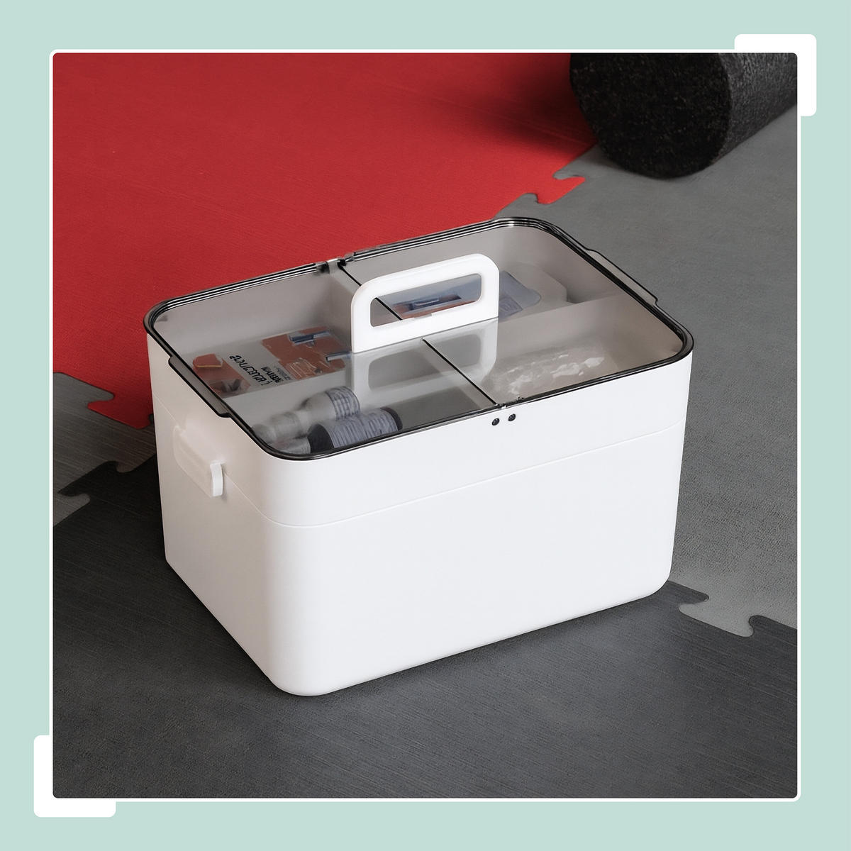 HAUSAPOTHEKE - Weiß/Grau, Kunststoff (28.5/22/21.5cm) - Relaxdays