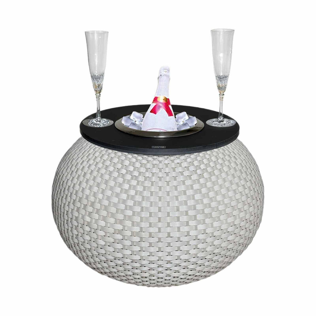 BEISTELLTISCH MIT EDELSTAHL-KÜHLER Milano Champagner/Schwarz 40 cm - Champagner/Schwarz, Kunststoff (55/55/40cm) - COOTAB Cooler Table
