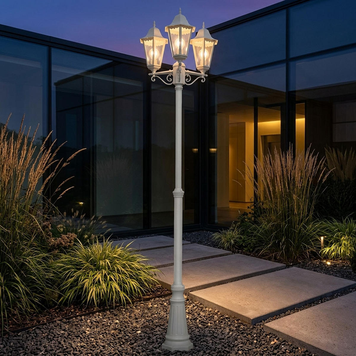 LED STEHLEUCHTE Aluminium Weiß für Außen - Weiß, Metall (58/55/220cm)