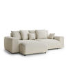 ECKSOFA MIT SCHLAFFUNKTION Solo Creme Webstoff - Creme/Schwarz, Holz/Holzwerkstoff (255/168cm) - Maison de Reve
