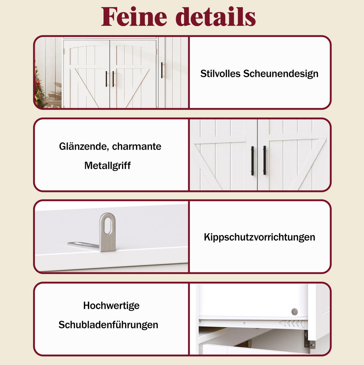 ANRICHTE 110/38/180 cm in Weiß mit LED-Beleuchtung und Steckdosenleiste - Weiß, Holzwerkstoff (110/180/38cm) - Flora Grace