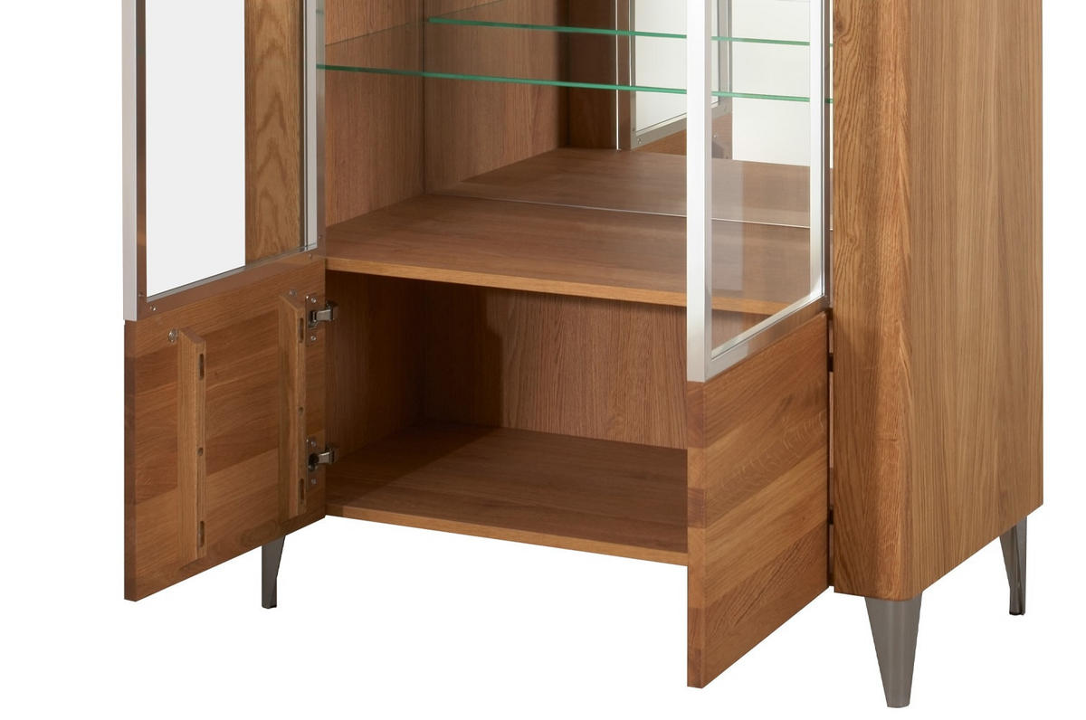 STANDVITRINE Latina Honig Eiche 96 / 42 / 134cm - Honigeiche/Braun, Holz/Metall (96/134/42cm) - Feldmann-Wohnen
