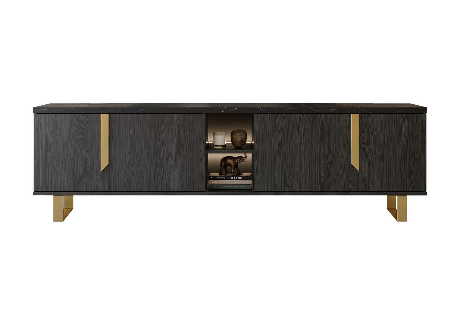 Interdesign24 Lowboard Schwarz 205x50x49 cm