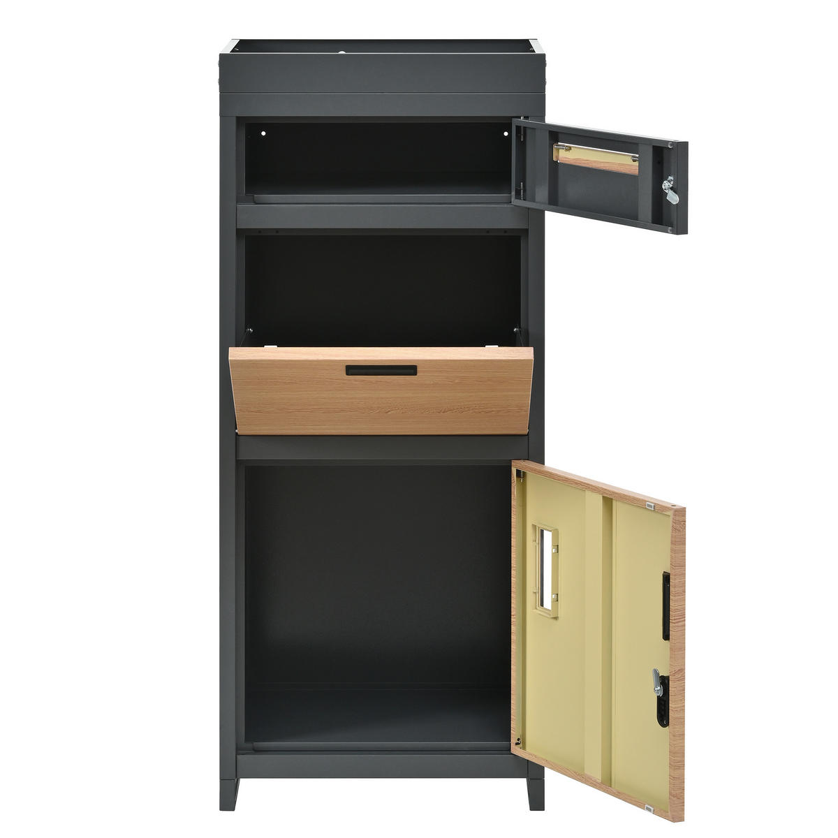 PAKETBRIEFKASTEN Mit Blumentrog Holzoptik/Grau - Braun, Metall (37/118.5/50cm) - ComfortXL