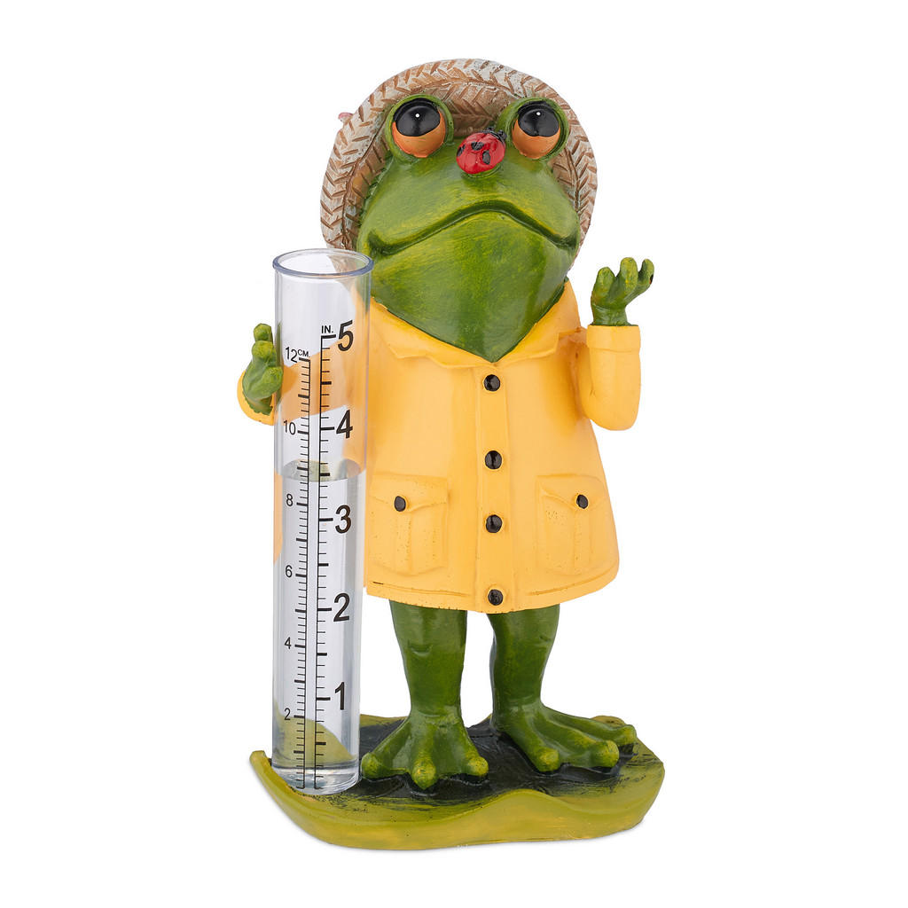 Relaxdays DEŠŤOMĚR Vícebarevný Žába Polyresin 19 cm