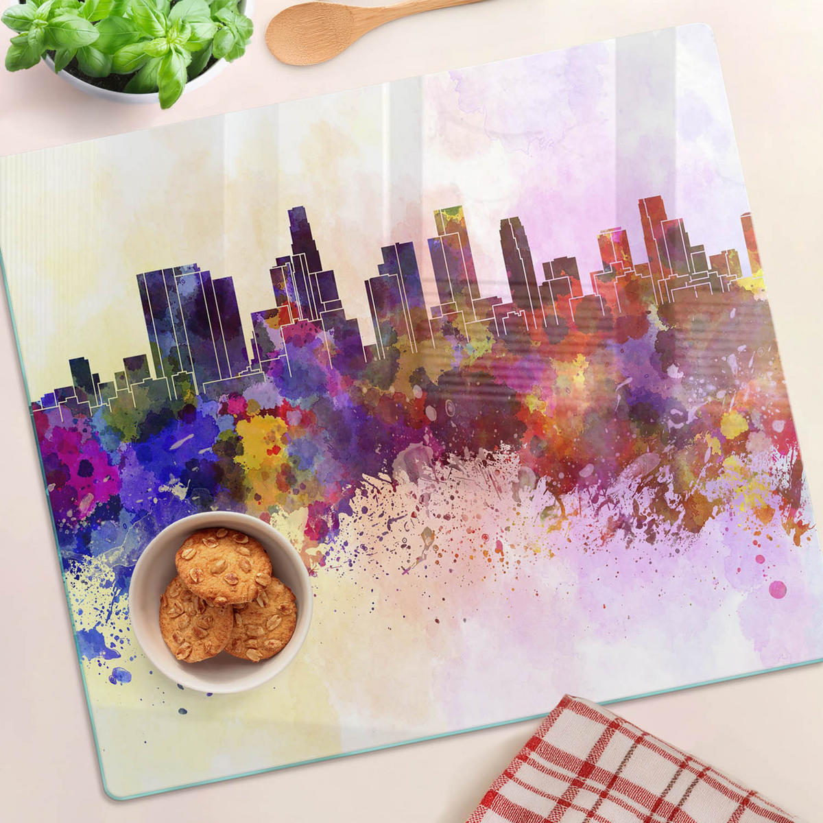 GLASPLATTE 60x52 cm Los Angeles - Multicolor, Glas (60/0.4/52cm) - TULUP