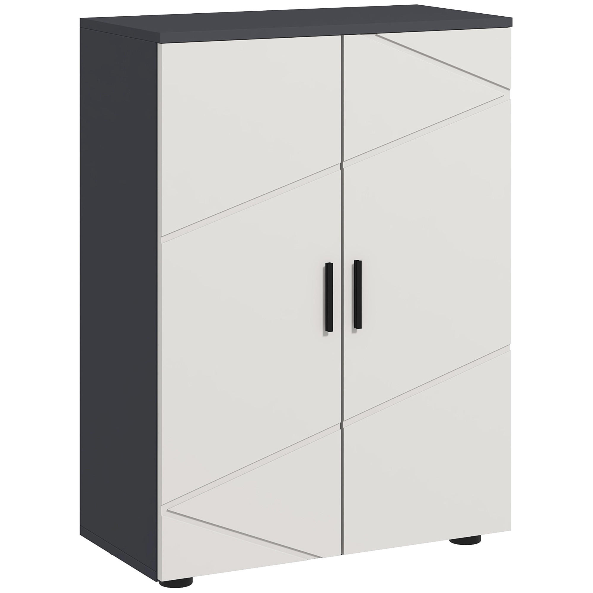 BADEZIMMERSCHRANK Beistellschrank mit Doppeltür 60 x 30 x 82 cm Grau - Grau, Holzwerkstoff (60/82/30cm) - Kleankin