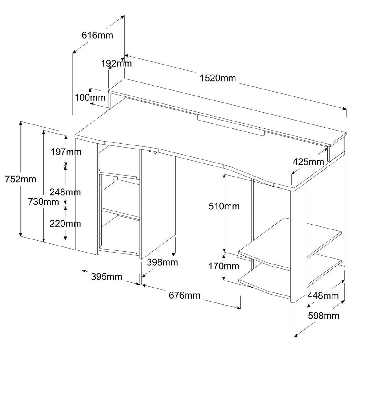 JUGENDZIMMER Gaming Set mit Schreibtisch und Schrank inkl. LED - Schwarz, Glas/Holzwerkstoff (290/180/62cm) - Parisot Meuble