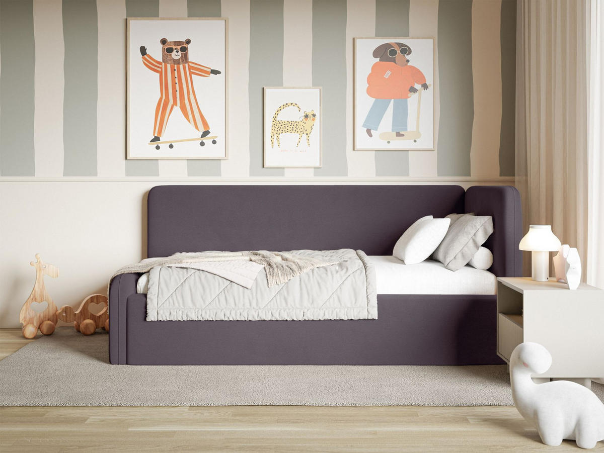 JUGENDBETT Fanko Samt Violett 90x200 cm - Lila/Schwarz, Kunststoff/Textil (90/200cm) - Selsey