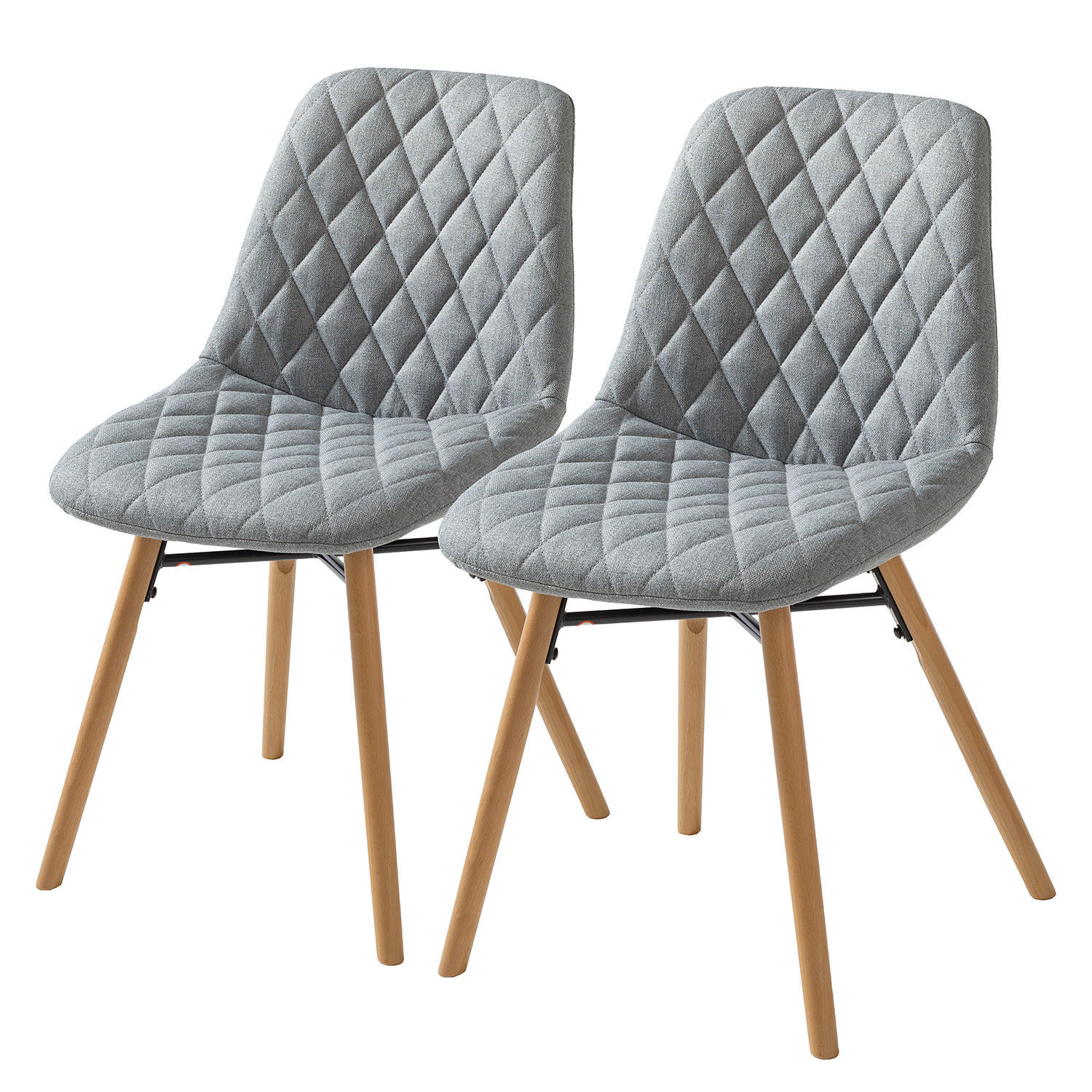 POLSTERSTUHL - Webstoff - Grau, Holz/Textil (46/85/57cm) - home24