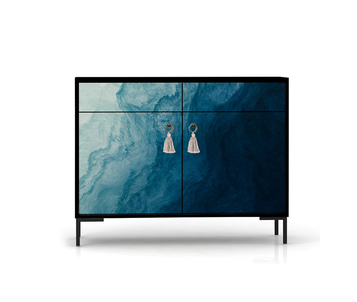 SIDEBOARD aus MDF mit 2 Türen und 2 Schubladen mit ALISE BLUE OCEAN-Muster - Blau, Holzwerkstoff (90/84/45cm) - RNT By Really Nice Things