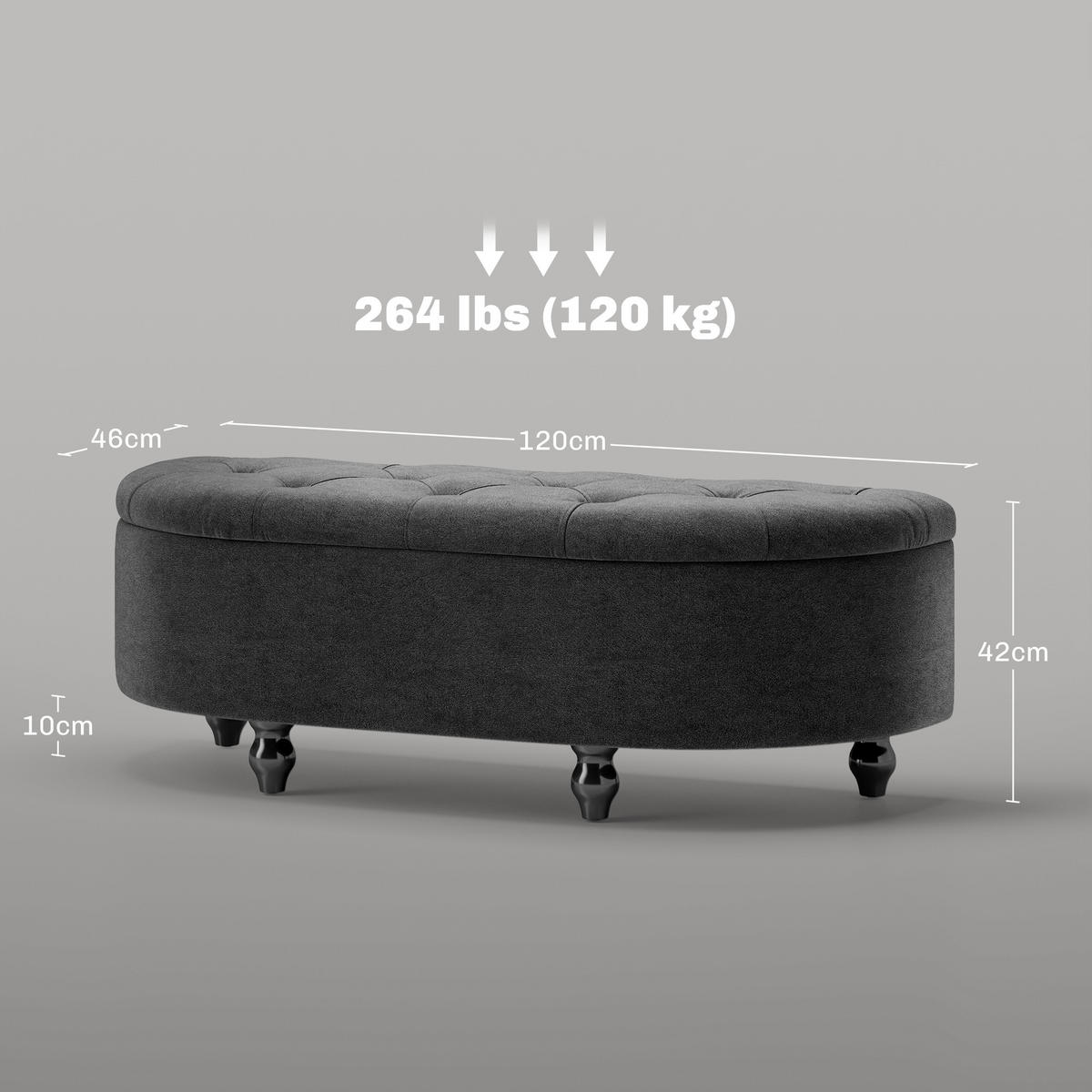 SITZBANK Polsterbank - Dunkelgrau, Kunststoff (46/42/120cm) - HOMCOM