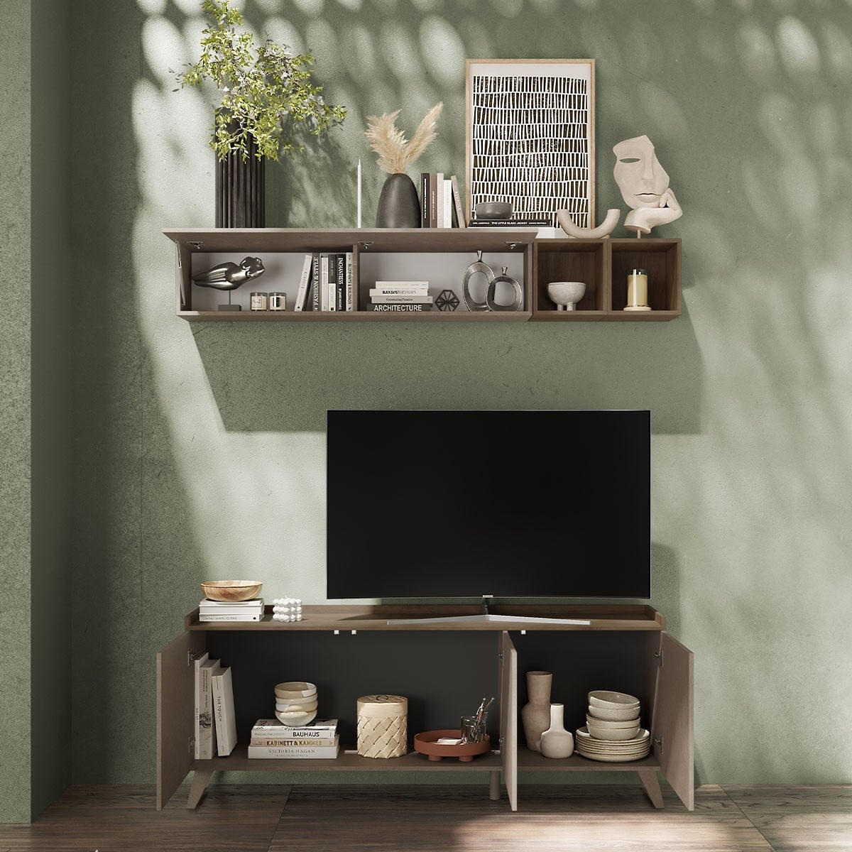 TV-MÖBEL mit 3 Türen - Tray - 181/42/72 cm - Bronzefarben, Holzwerkstoff (42/72/181cm) - Calicosy