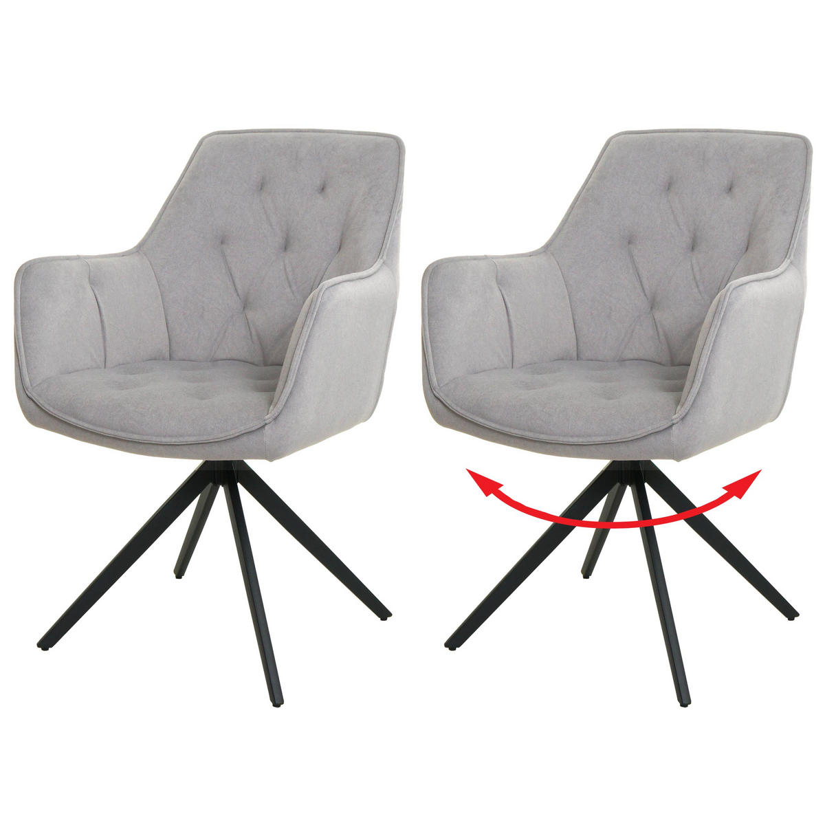 ESSZIMMERSTUHL Grau 2er-Set - Grau, Textil (55/87/60cm) - MCW