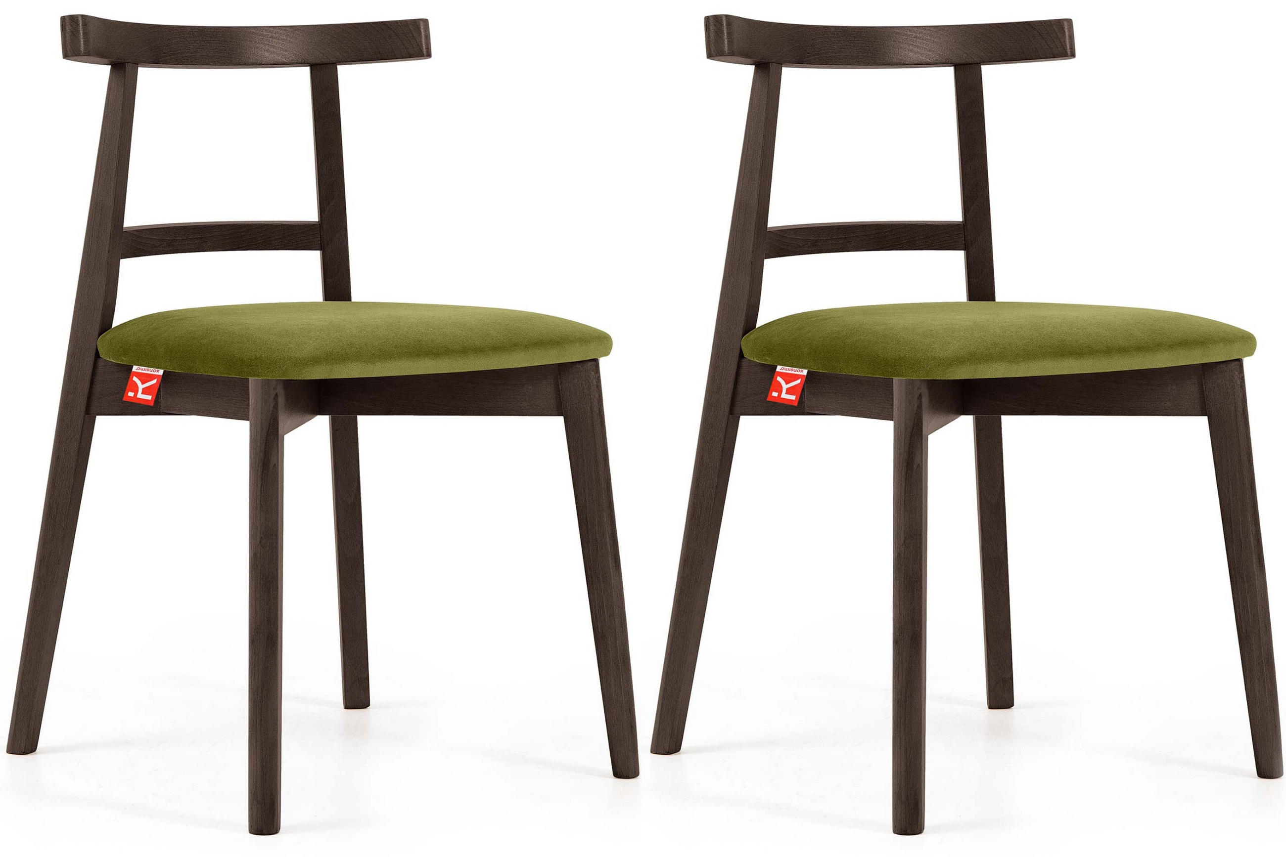 ESSTISCHSTÜHLE LILIO 2 St Vintage, Buchenholz / Stoff - Dunkelbraun/Olivgrün, Holz/Textil (47/76/45cm) - KONSIMO®