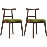 ESSTISCHSTÜHLE LILIO 2 St Vintage, Buchenholz / Stoff - Dunkelbraun/Olivgrün, Holz/Textil (47/76/45cm) - KONSIMO®