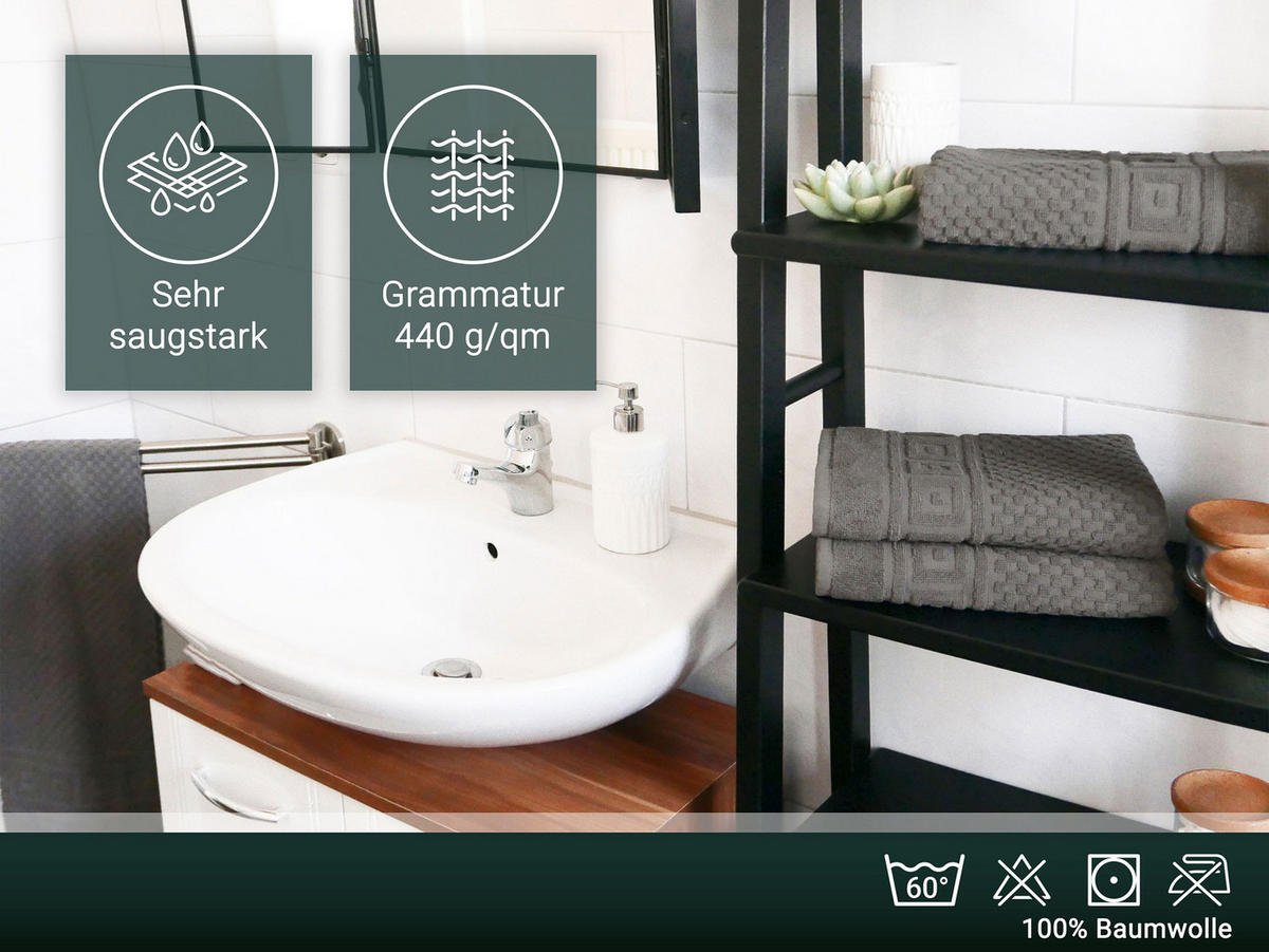 HANDTÜCHER, 10er-Set, 50x100 cm, 100% Baumwolle, Grau - Dunkelgrau, Textil (50/100cm) - Zollner