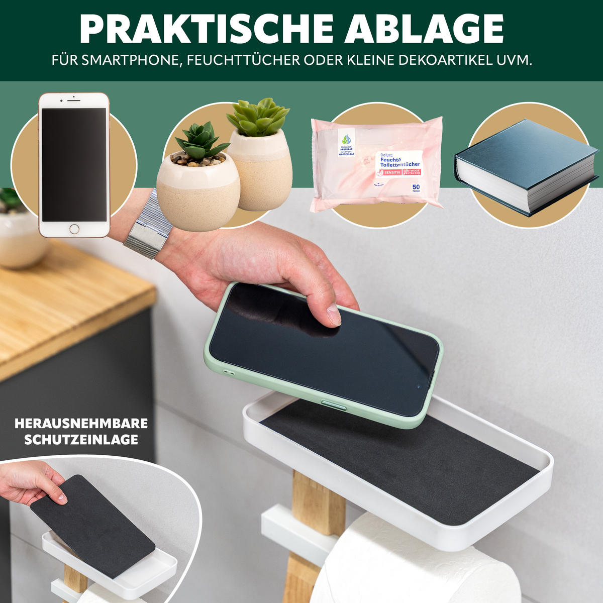 STAND-WC-GARNITUR 4IN1, weiß - Weiß, Holz (30/80/20cm) - eluno