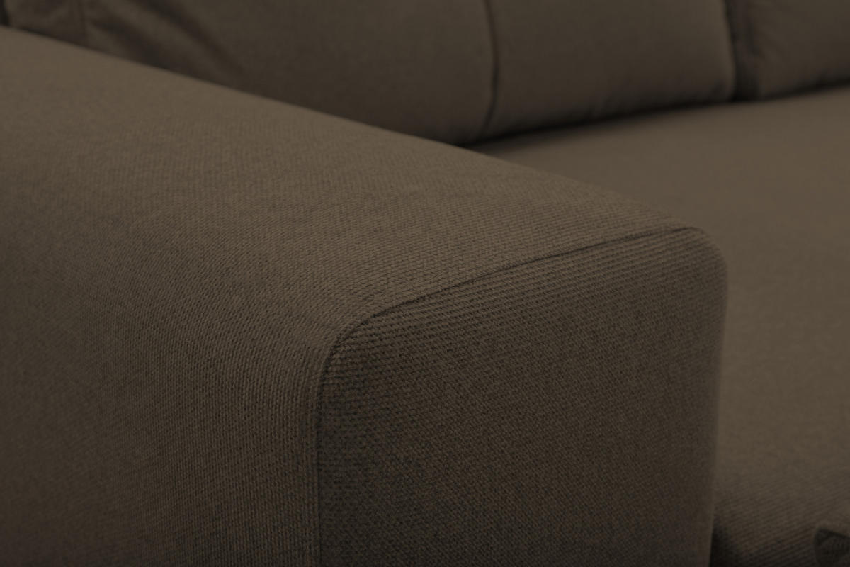ECKSOFA AVRA L-förmig, mit Stauraumbehälter-in RINO-Stoff, Komfort & Eleganz, lose Rückenkissen, freistehend, RECHTS 251x165x85 cm Brown - Braun, Holz/Textil (251/165cm) - DomoHome