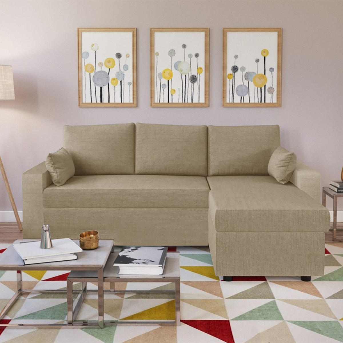 ECKSOFA truhe und wendbar ODEON / Beige - Beige, Textil (147/87/220cm) - Weber Industries