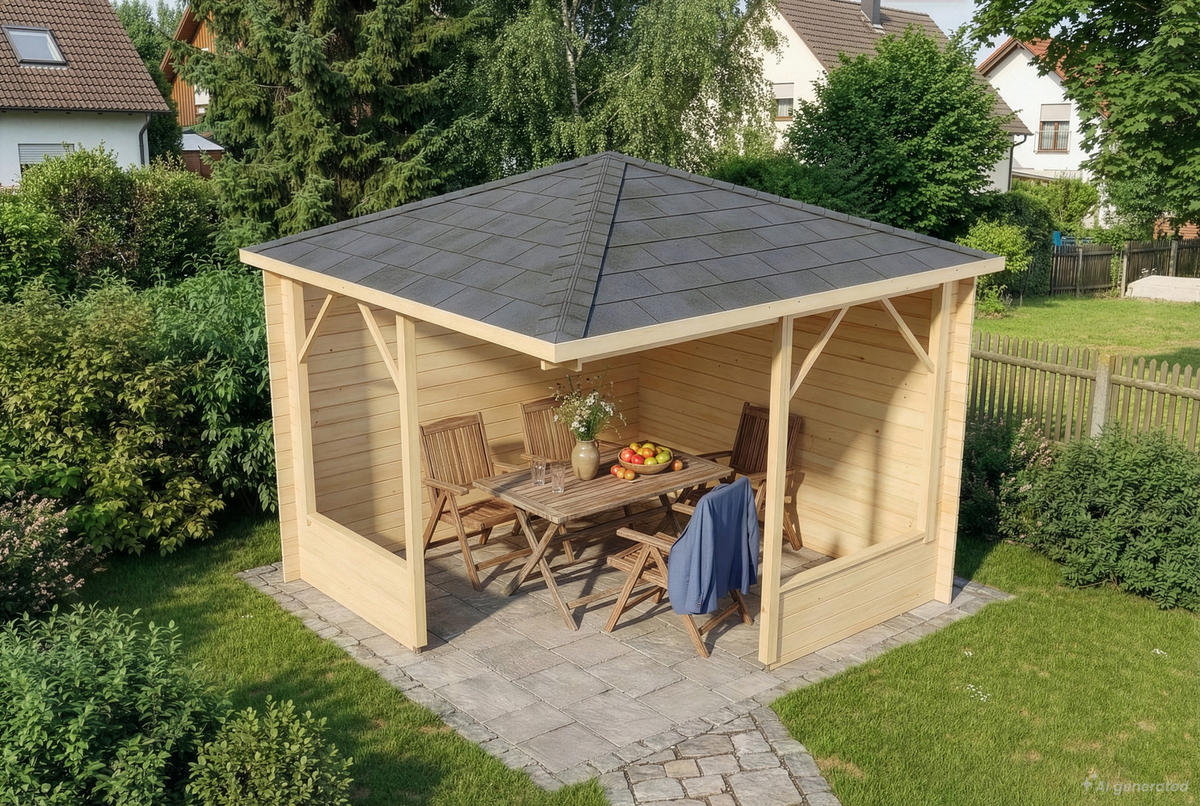 GARTENHAUS Holz Maik - Naturfarben, Holz (318/260/318cm) - Alpholz