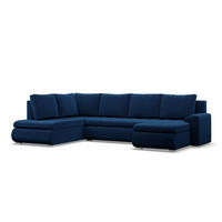 U-SOFA MIT SCHLAFFUNKTION FORESTA, Dunkelblau - Dunkelblau, Textil (300/89/200cm)