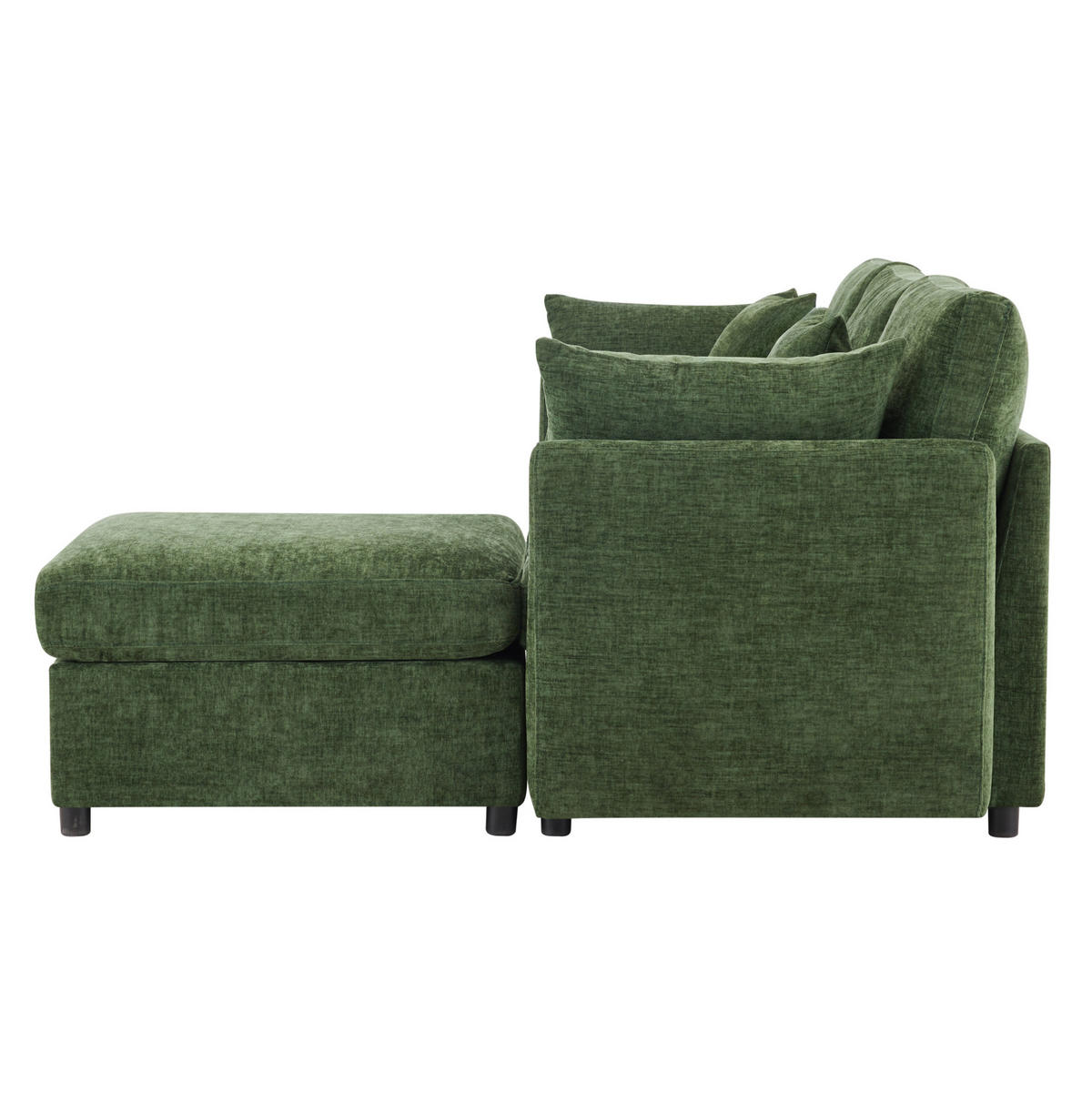 ECKSOFA 216/161/81 cm grün aus Chenille modular mit Hocker - Grün, Textil (161/216cm) - OKWISH